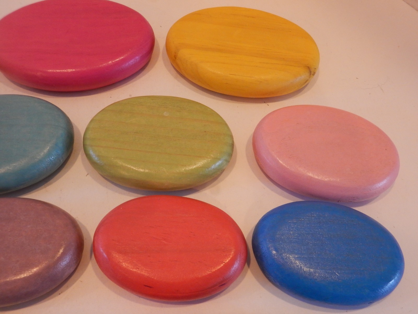 Lot of 15 WOOD Oval Shapes Colors Children Blocks ? Crafts Decor