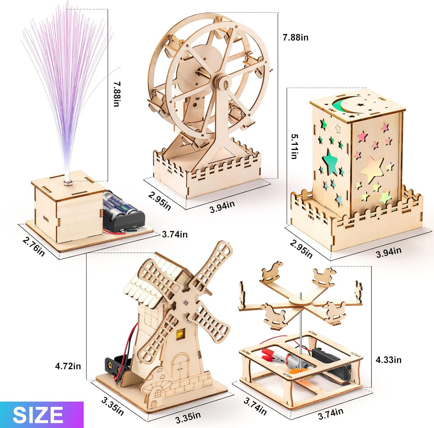 5 Individual STEM Science Kits for Kids, Wood Arts and Craft Kits, STEM Toys for