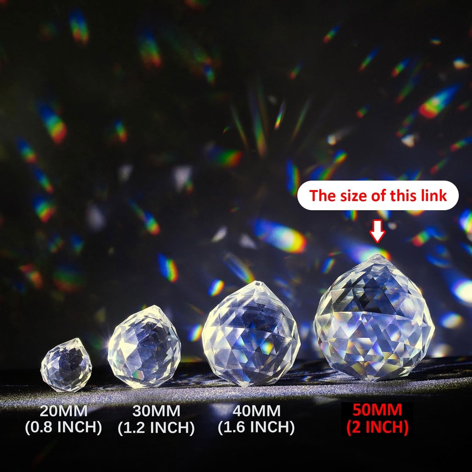 50Mm Clear Crystal Ball Prisms Pendant Suncatcher Hanging Drop Chandelier