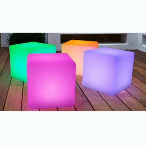 RGB Light Up Square Cube LED 12″ Party Decor Lighting Furniture With 15m Remote