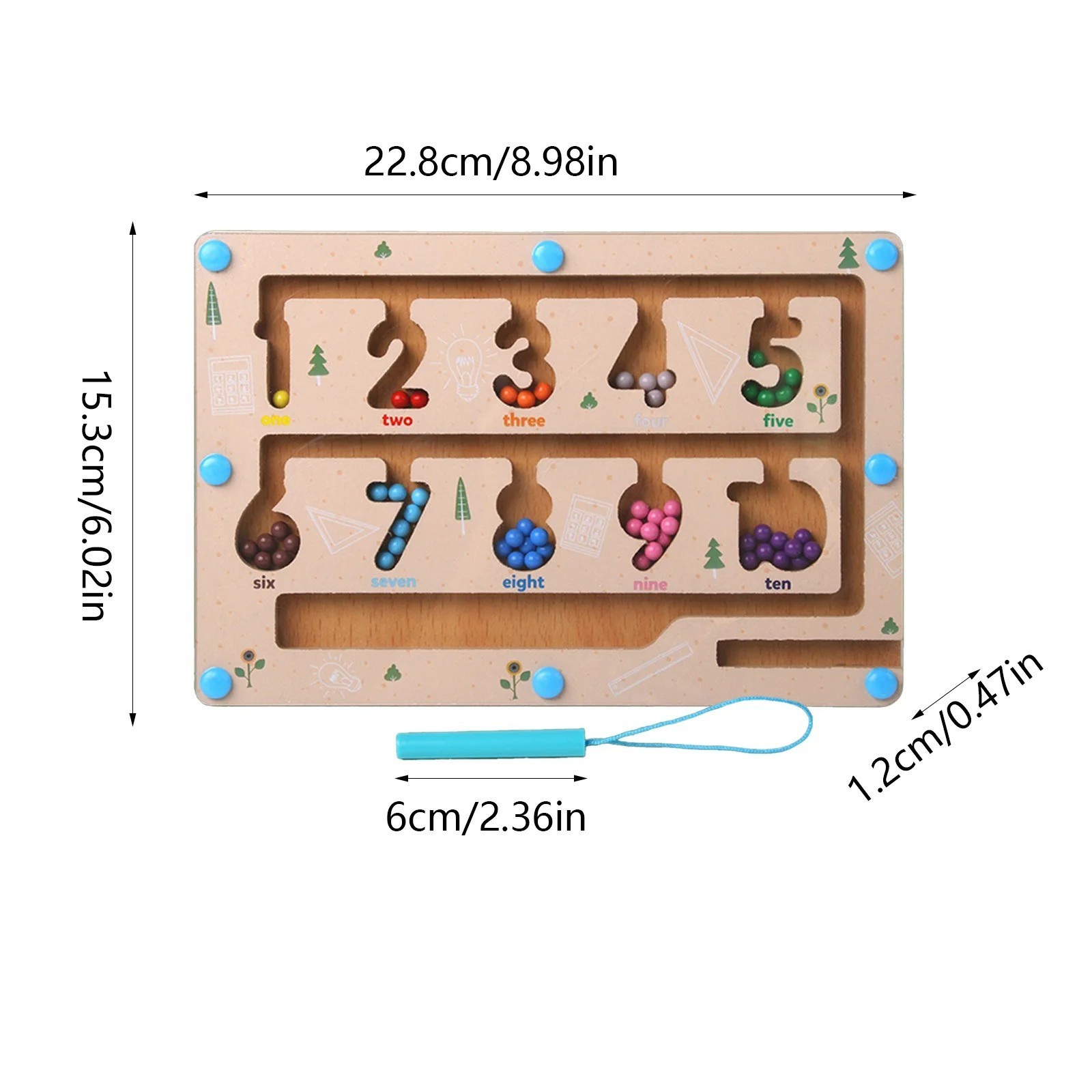 Wooden Magnetic Maze Board Game | Number Learning & Color Recognition Puzzle