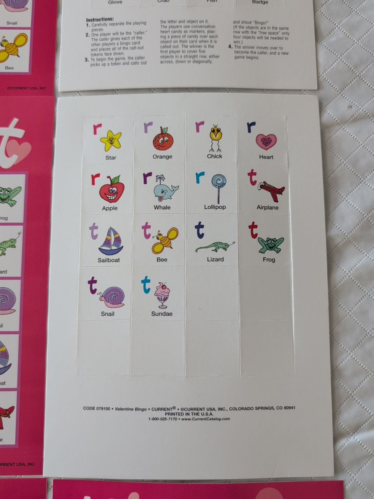 Heart Bingo By Current, 18 Cards And Letter Cards, Unused