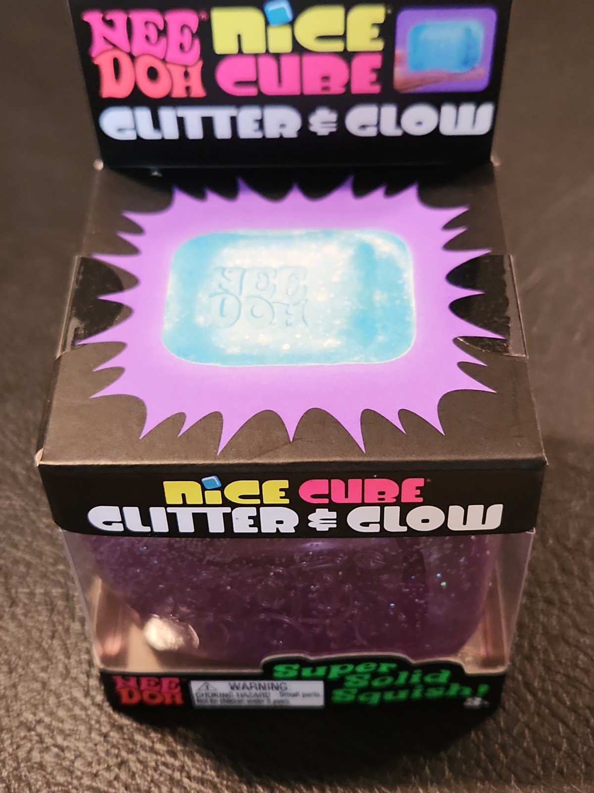 NeeDoh Purple Nice Cube Glitter and Glow Nee Doh Squishy New Never Opened Sealed