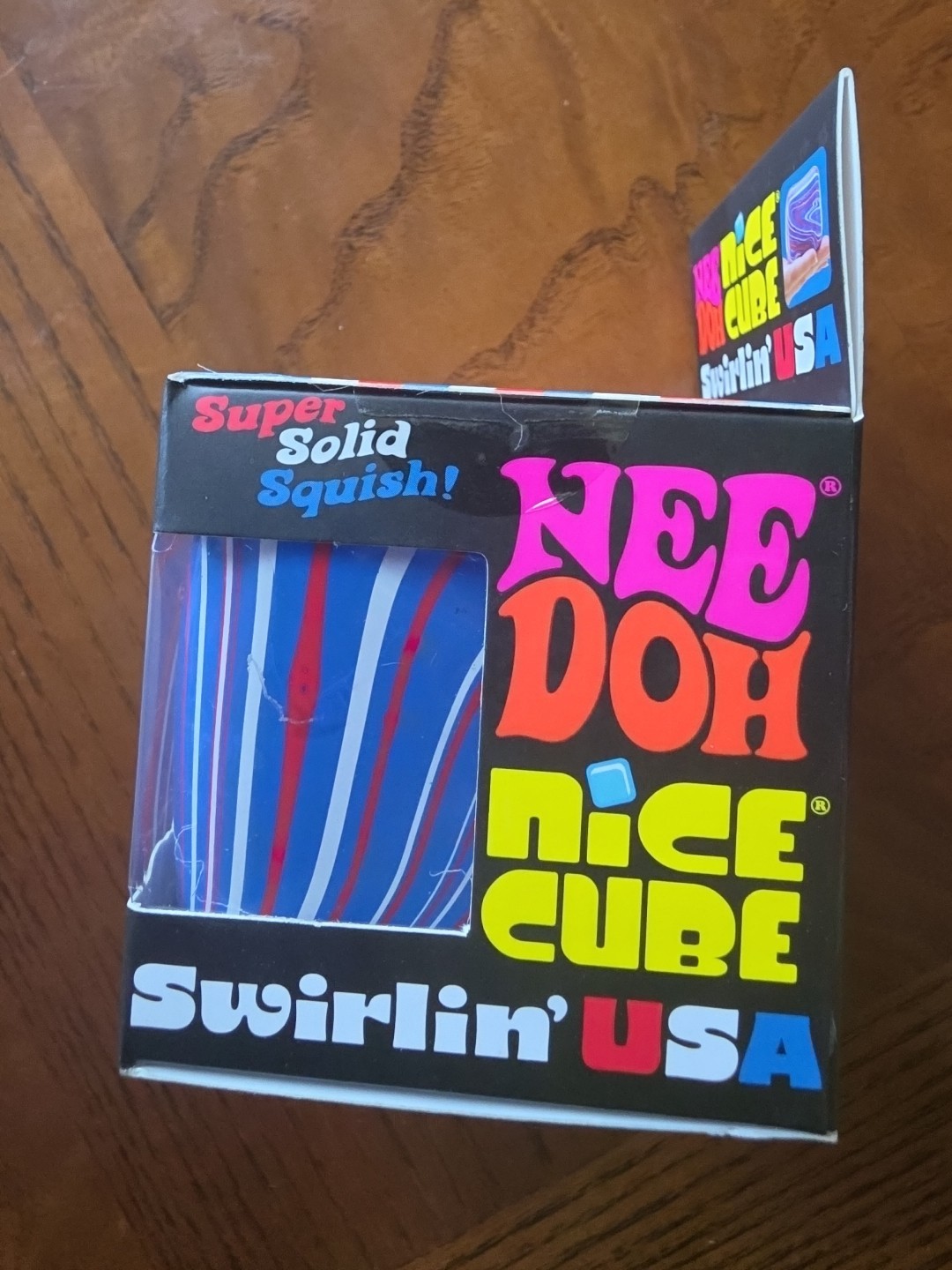 NEEDOH Nice Cube Swirlin’ USA Super Solid Squish NEW ❤️🤍💙