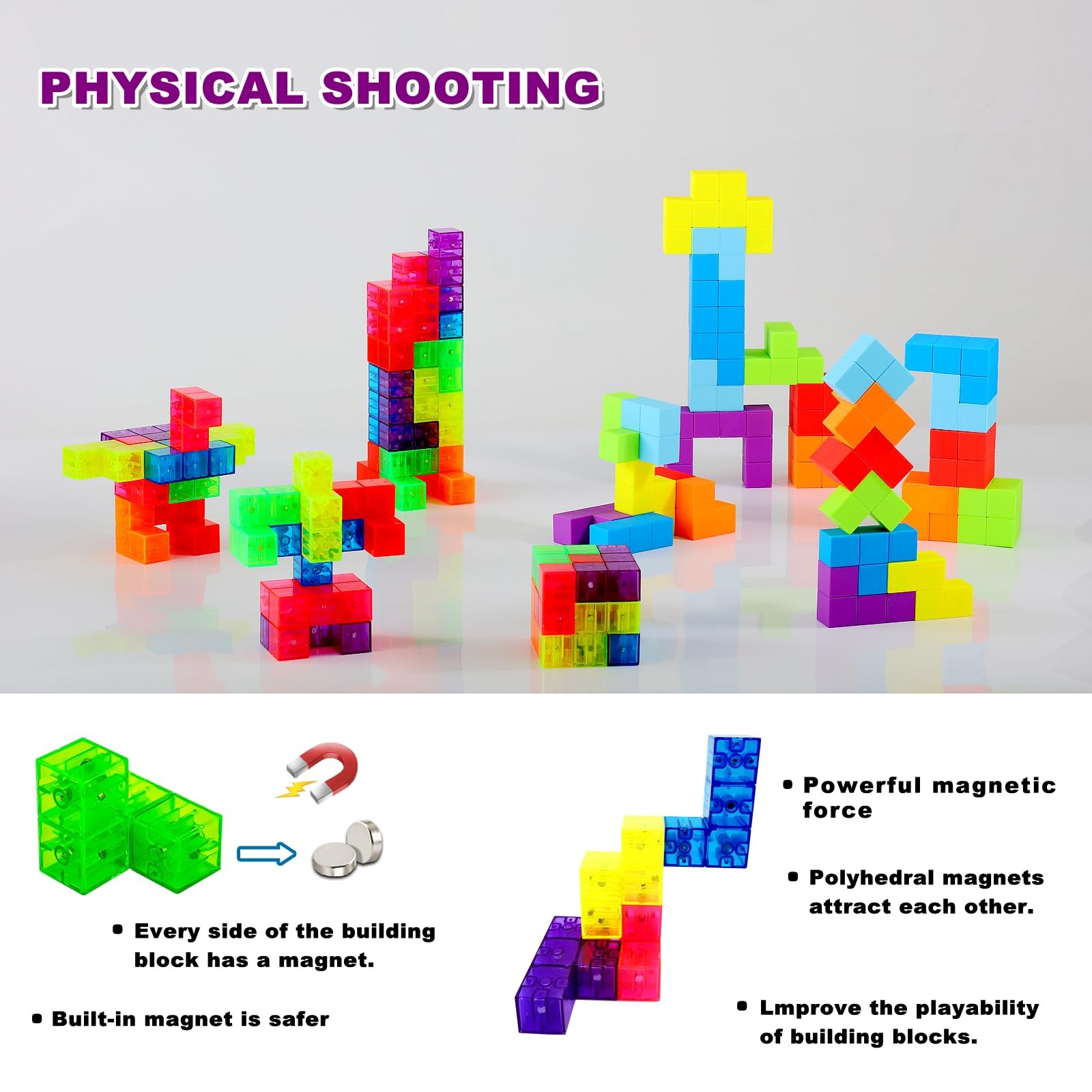 3D Magnetic Building Blocks Magic Cube Geometric Puzzle Fidget Toy Gift Set