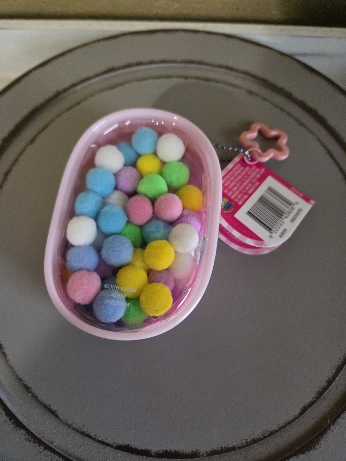 Taba-licious Gacha Pouch Pink Pom Poms Multicolor