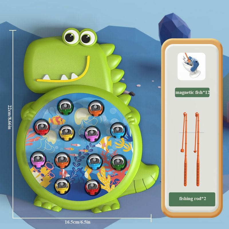 Dinosaur Magnetic Fishing Toy Set – Montessori Educational Kids Game with Rod