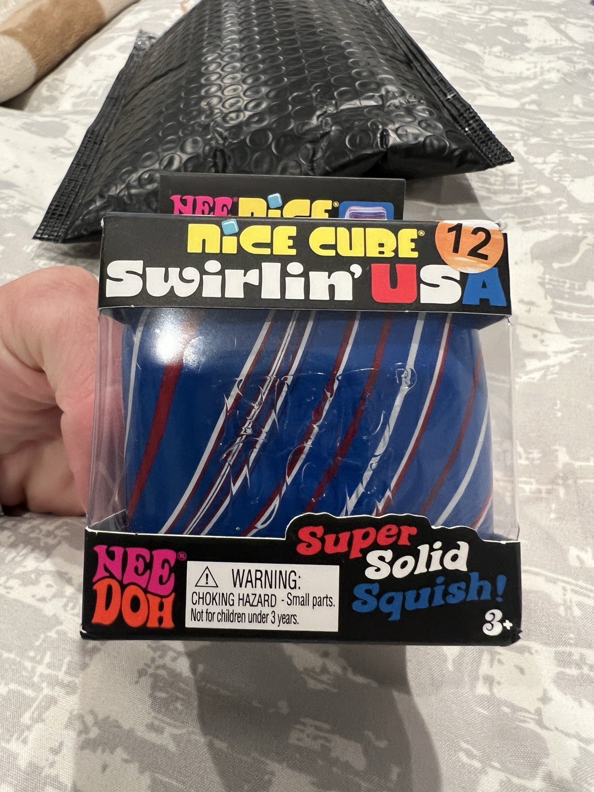 Schylling NeeDoh Nice Cube Swirlin’ USA Super Solid Squish 3+ 25190NAB