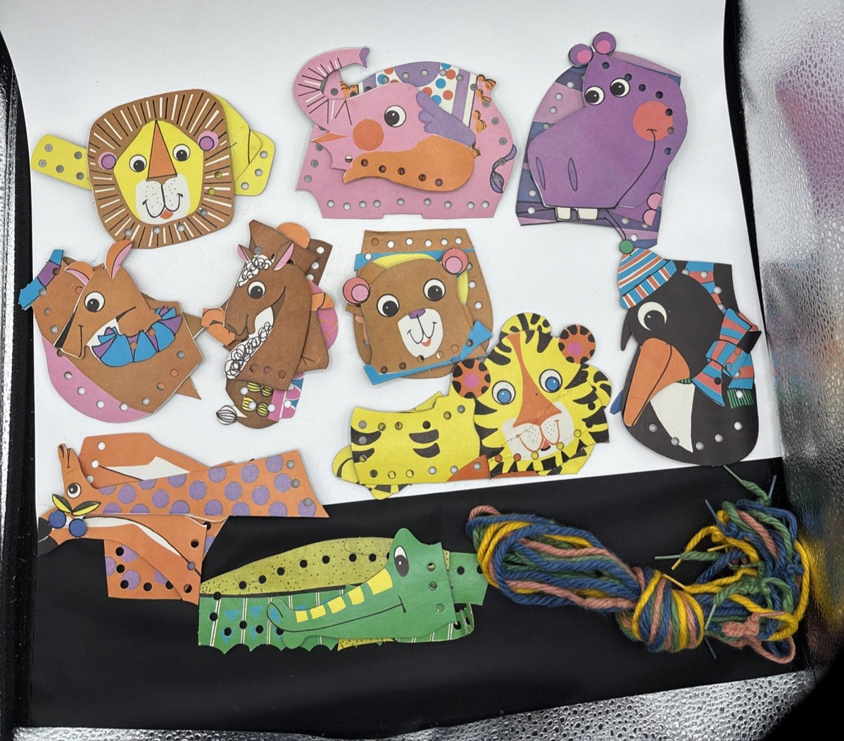 10 Animals + Laces Whitman Sew Many Animals Children’s Sewing Cards Vintage 1967
