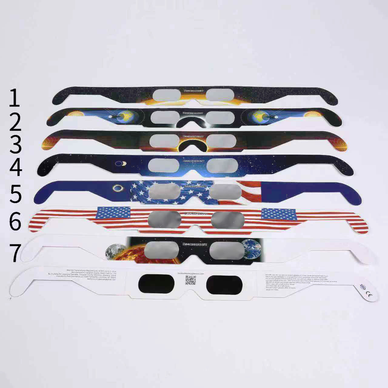 50 Pair Bookishbunny Solar Eclipse Viewers Paper Glasses ISO Certified Sun View