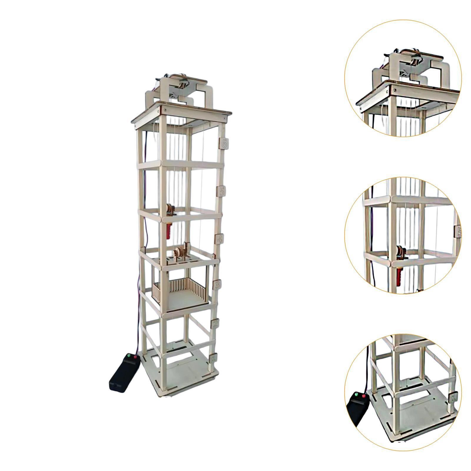 Wooden Elevator Model DIY Assembly Science Building Kit for Boys Girls Gift