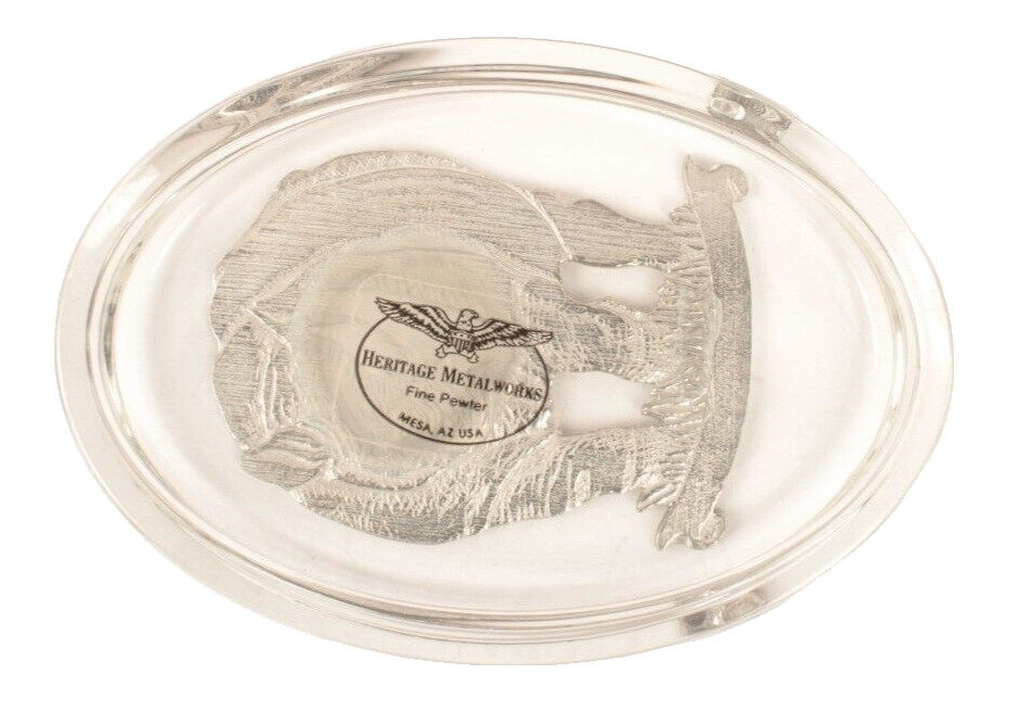Busch Gardens Tampa Paperweight with Pewter Rhino Quality Piece 4 X 2.5 Inches