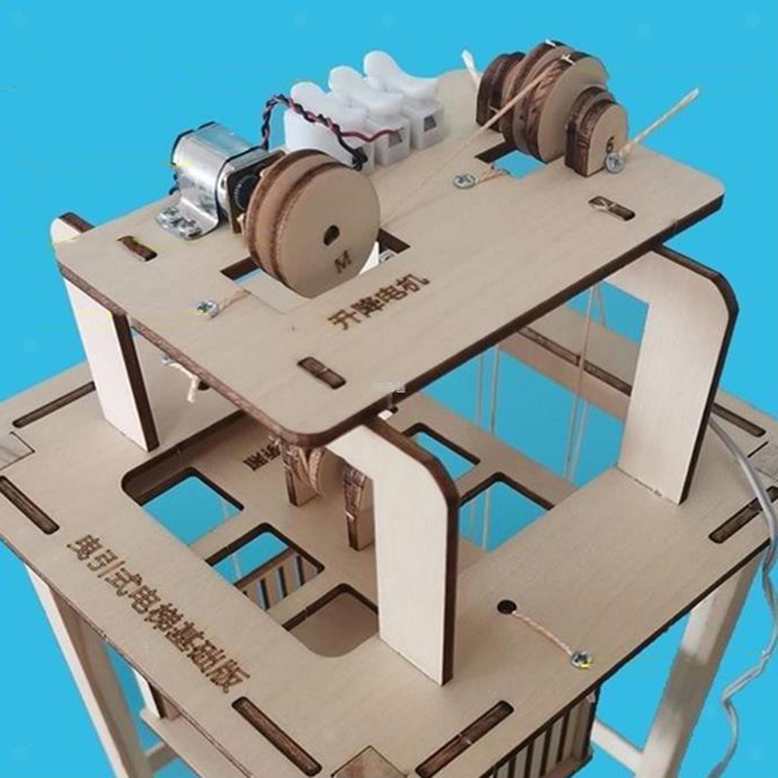 Wooden Elevator Model DIY Assembly Science Building Kit for Boys Girls Gift