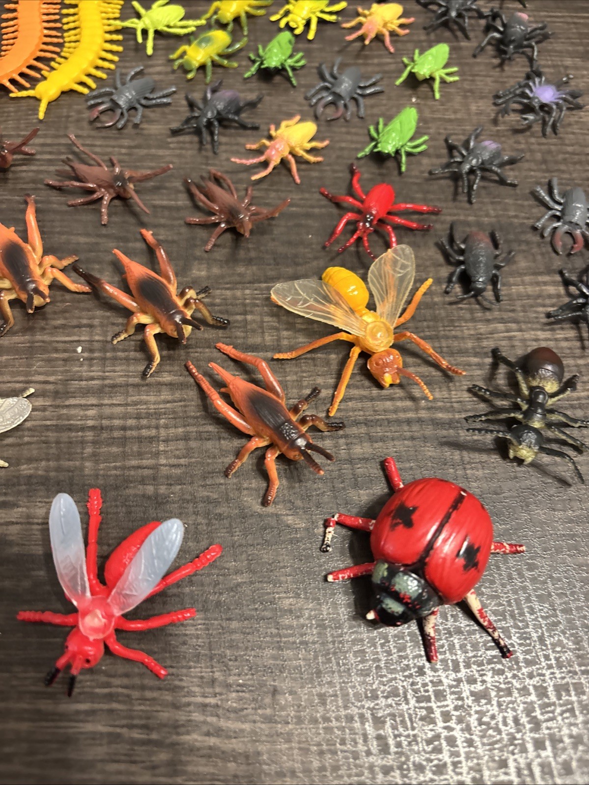 Lot of 80+ Rubber Plastic Insects Bugs Toy Figures Spider Beetle Lizards Moth