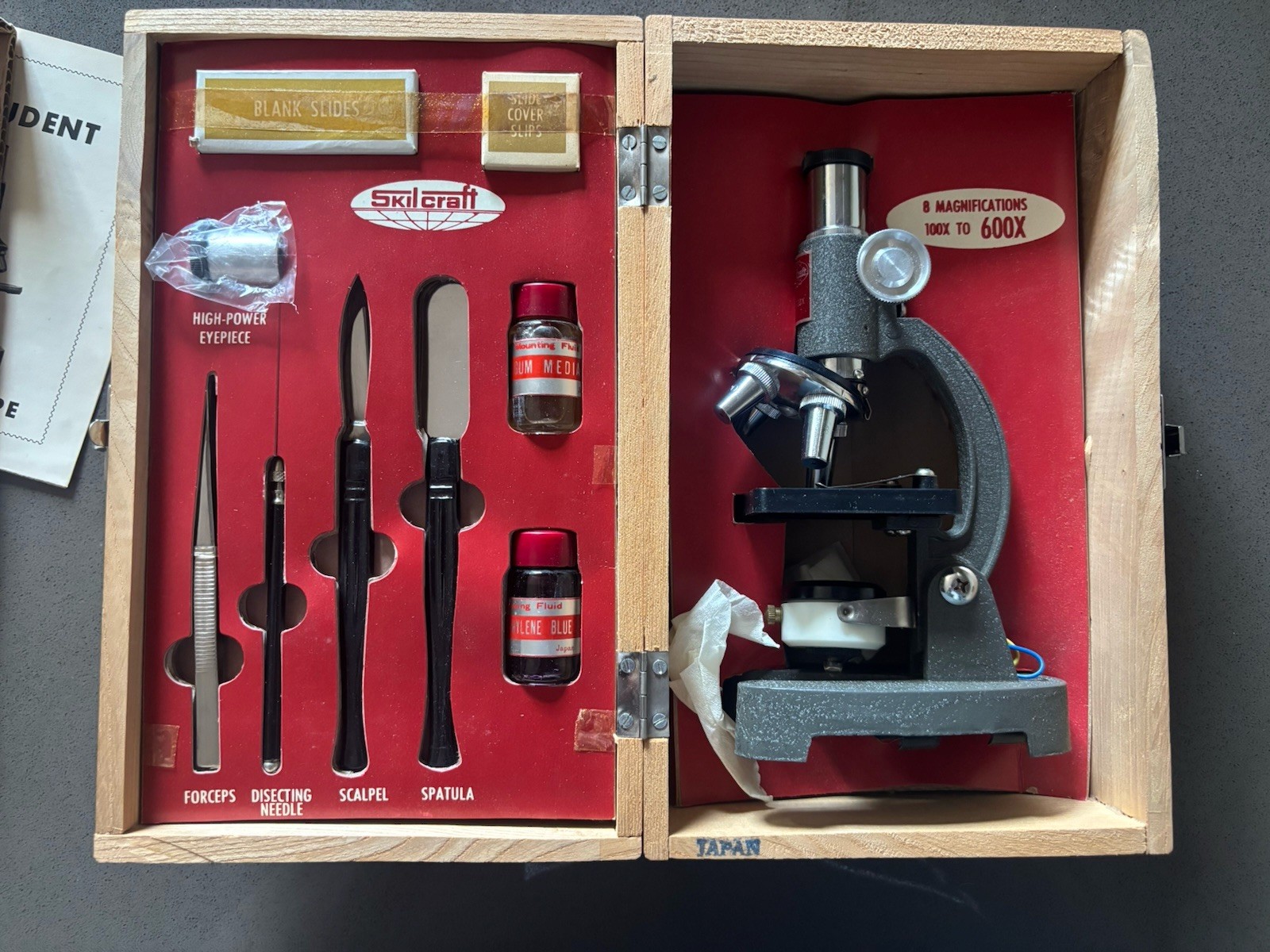 Vintage Collectible Skilcraft Microscope Lab No 452 in Wood Box