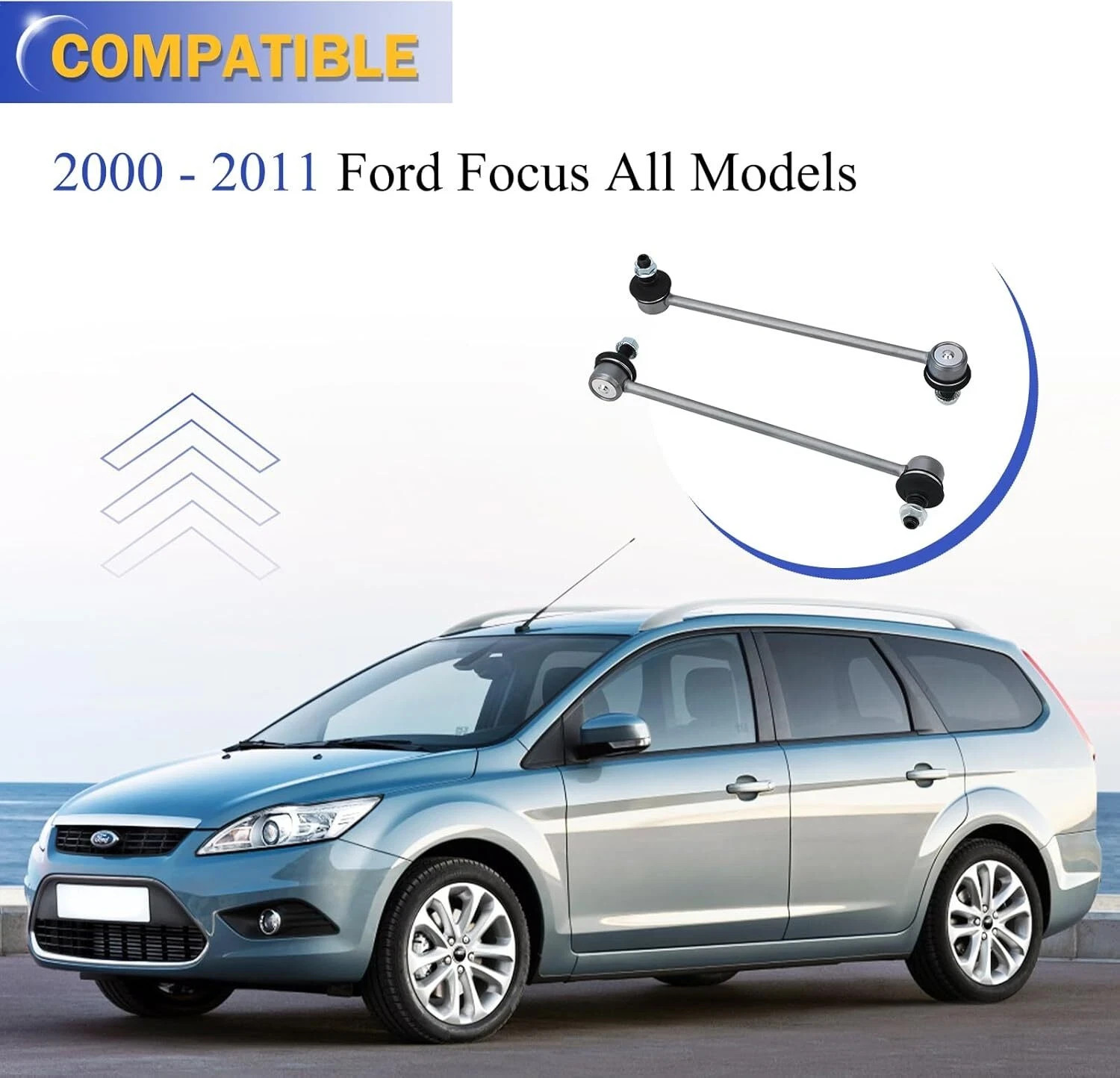 K80066 Zinc-Nickel Alloy Front Stabilizer Sway Bar Links for 2000-2011 Ford