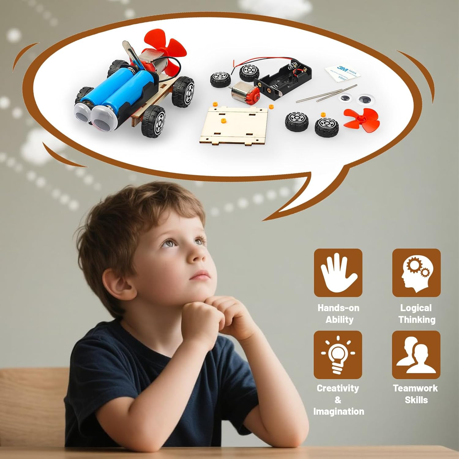 STEM Science Kits for Kids Age 8-12, 6 Set Wind-Powered Cars Science Experiments
