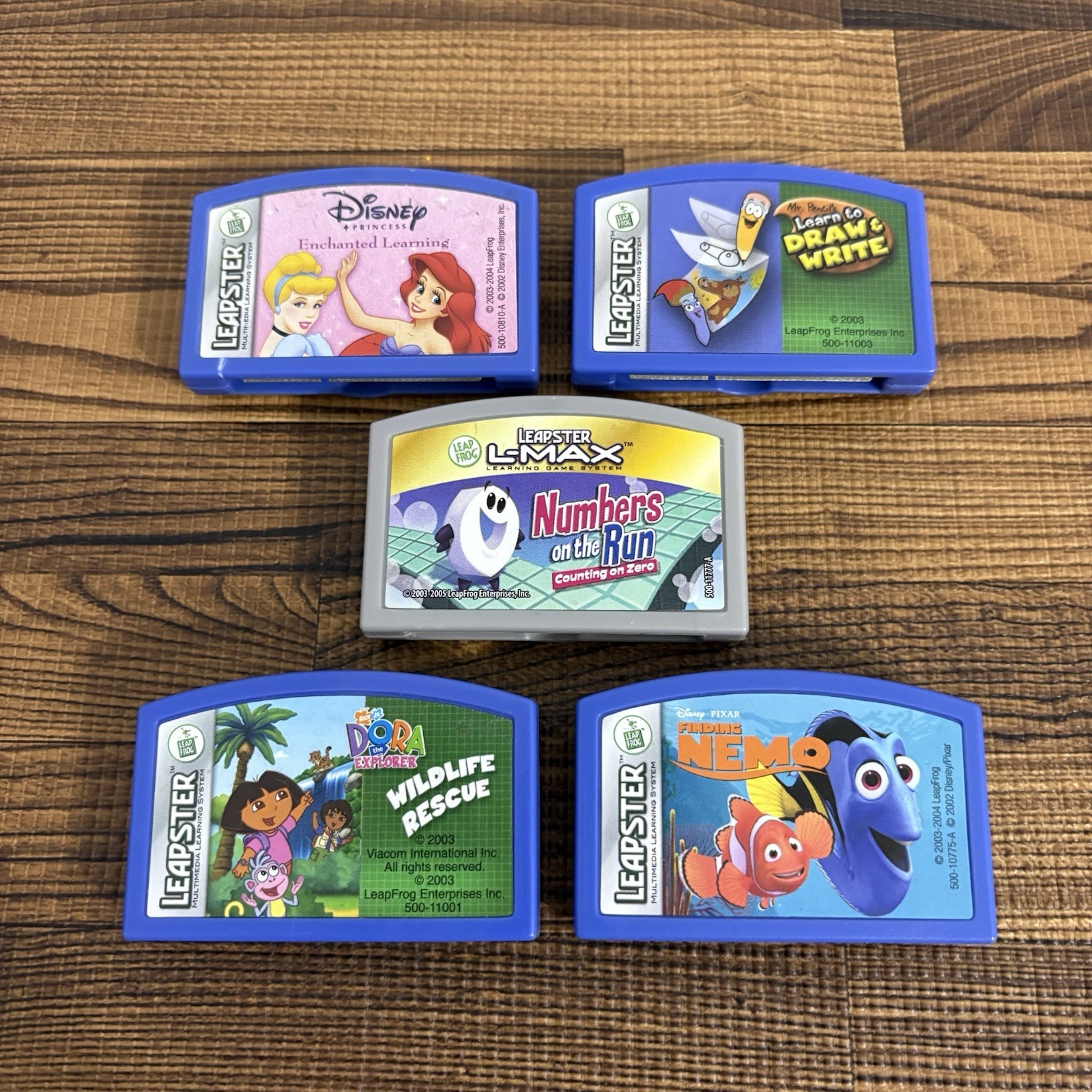 LeapFrog Leapster Games Lot of 5 Dora Nemo Disney Princess L-Max Numbers Pencil