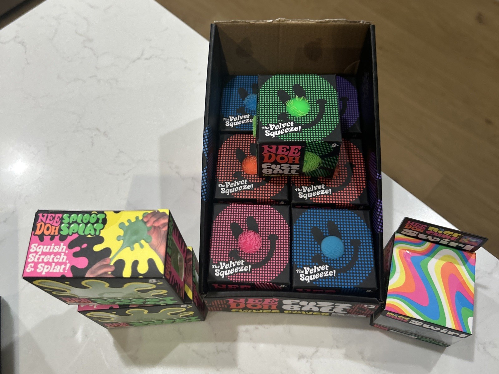 Lot Of 10 NeeDoh ~ 2 SPLOOT SPLAT, 7 Fuzzball Flower Power,& 1 Nice Cube Swirl