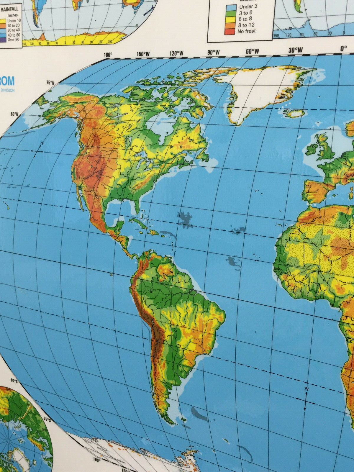Nystrom Physical Landscape Laminated World Map 2-Sided 22″ X 17.5″ Very Clean