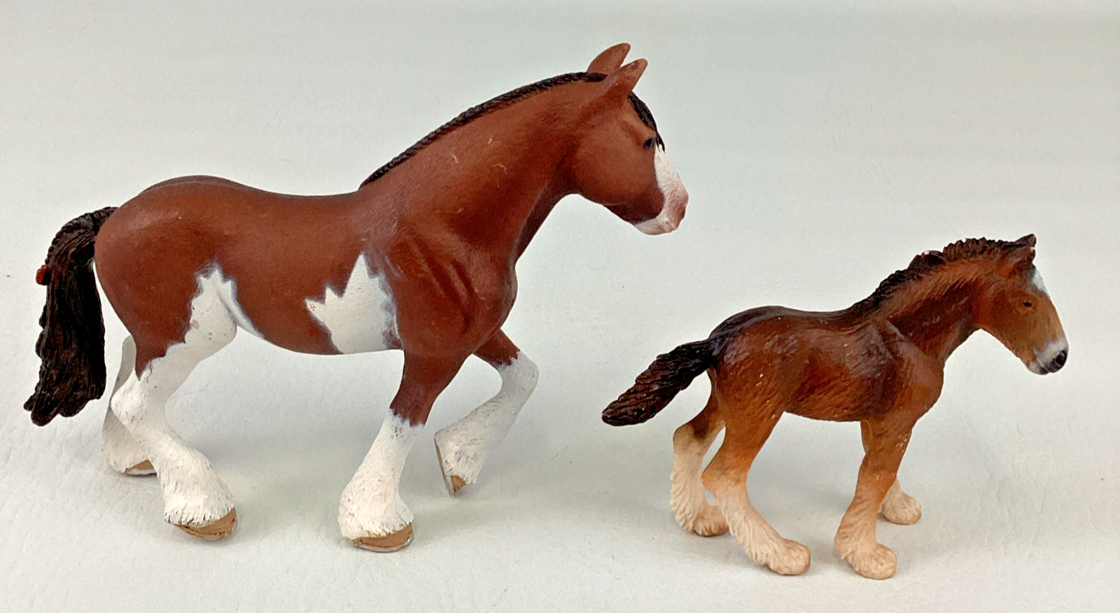 Schleich Horse Clydesdale Mare Red Bows Draft Foal Realistic Animal Figure Lot
