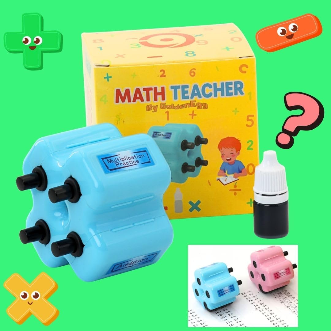 4-In-1 Roller Stamp with Ink for Teaching Math,(+,-,x,÷)Addition,Subtraction,Mul