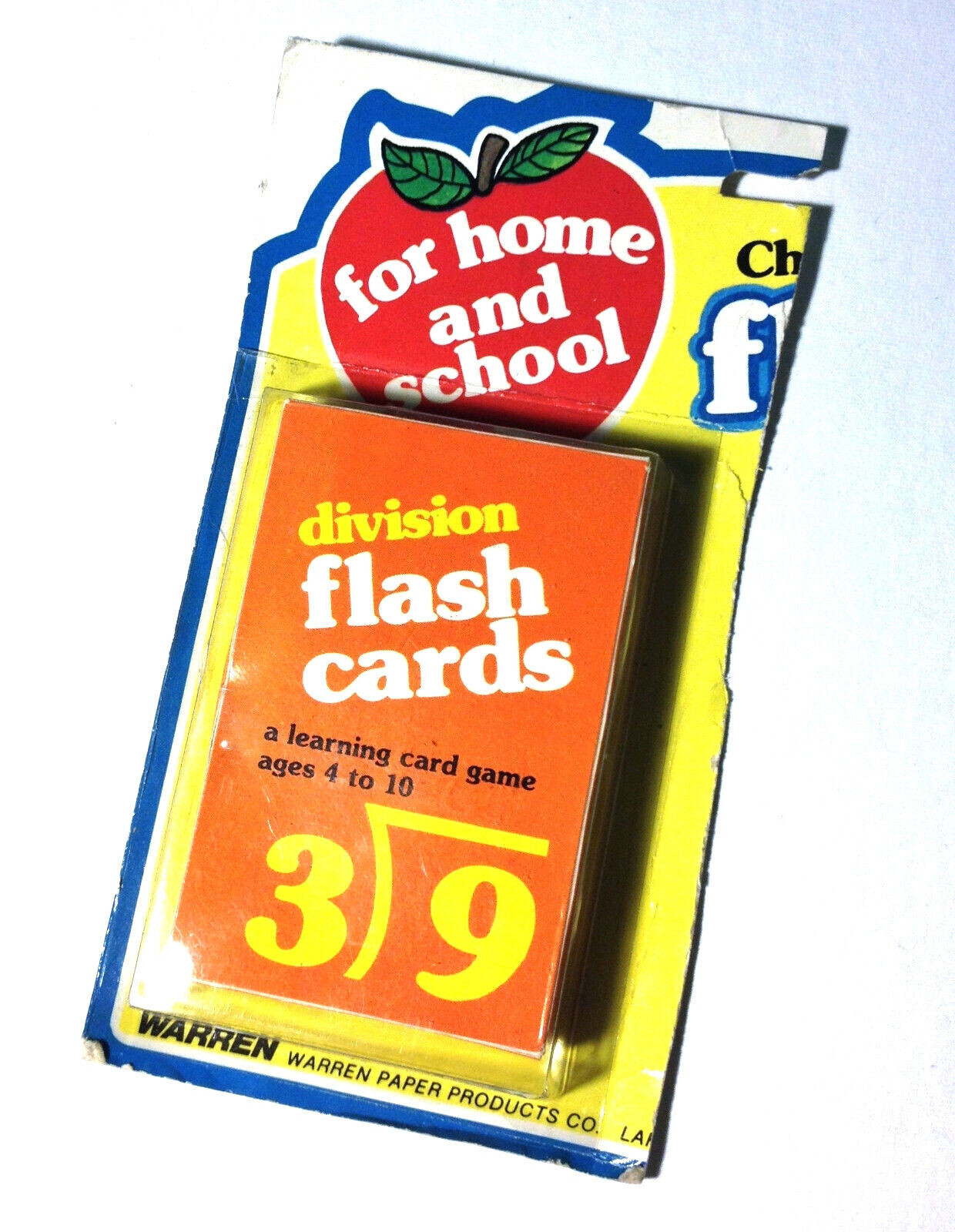 Vintage 1960s or 1970s Division Flash Cards Set NEW Sealed Age 4-10 Warren Paper