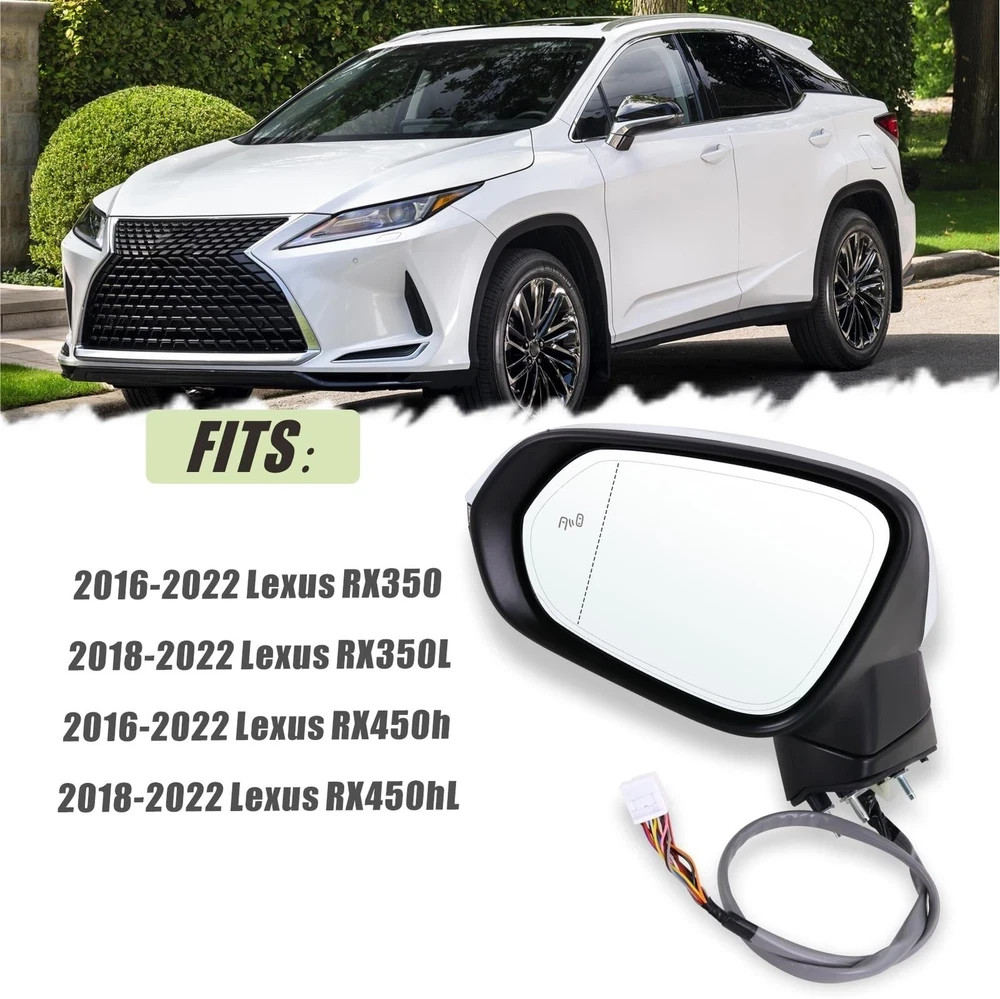 Left Driver Side Mirror Compatible With 2016-2022 Lexus RX350 RX450h 2018-202…
