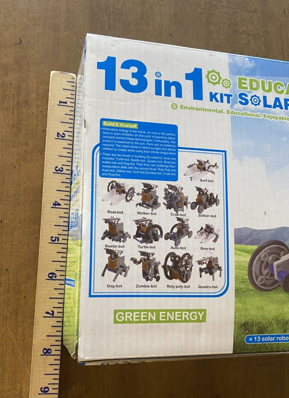 Green Energy 13 in 1 Kit Educational Solar Robot Open Box 10+ Unused STEAM kid’s