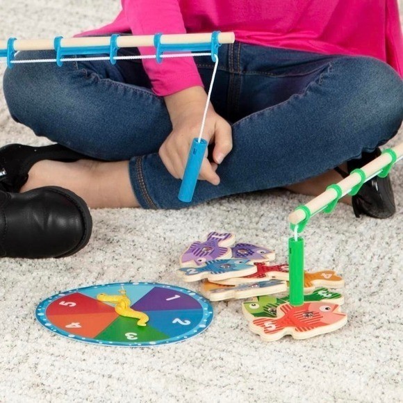 Melissa & Doug Catch & Count Wooden Fishing Game with 2 Magnetic Toy Rods