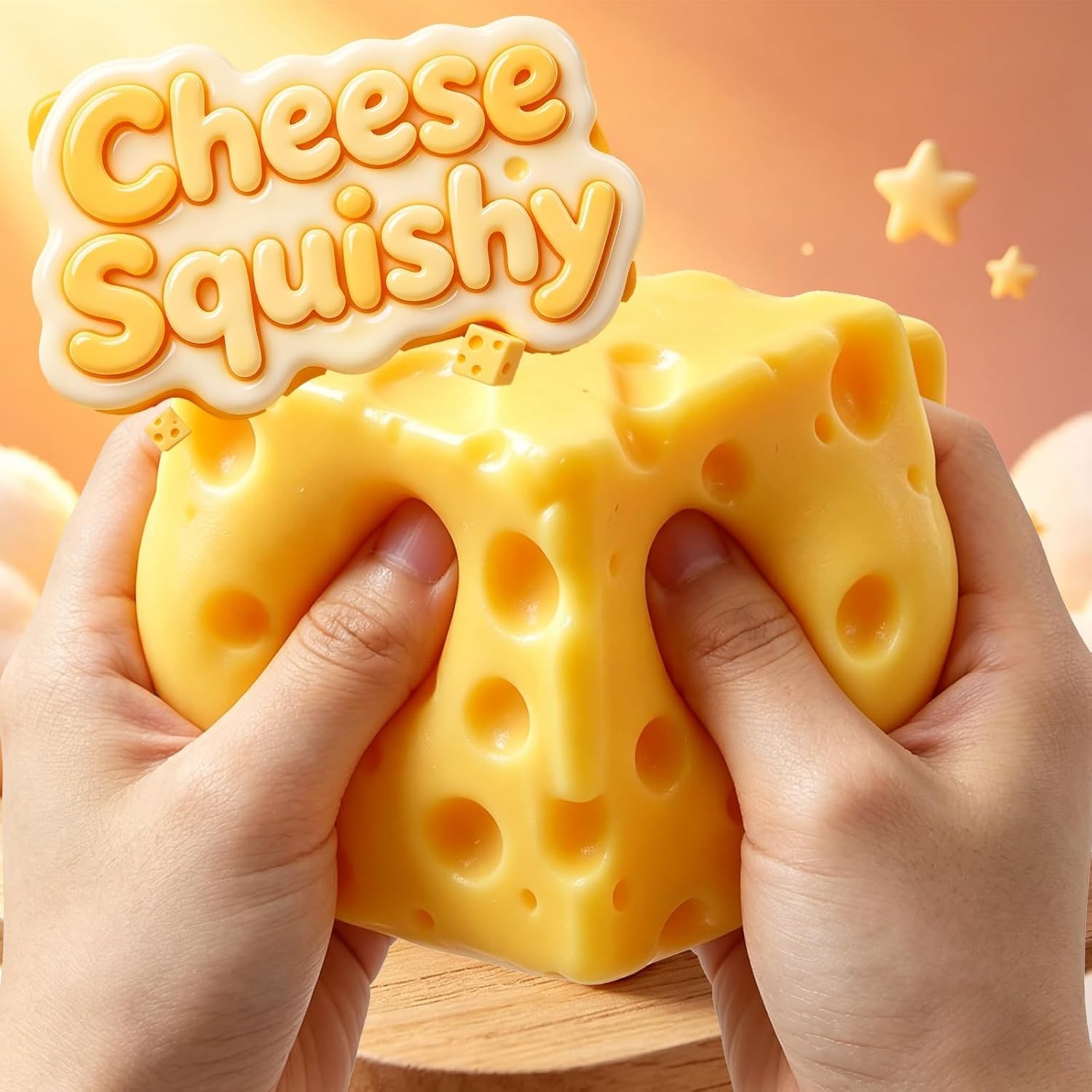 Cheese Squishy Stress Relief Original Sensory Food Yellow-1pc