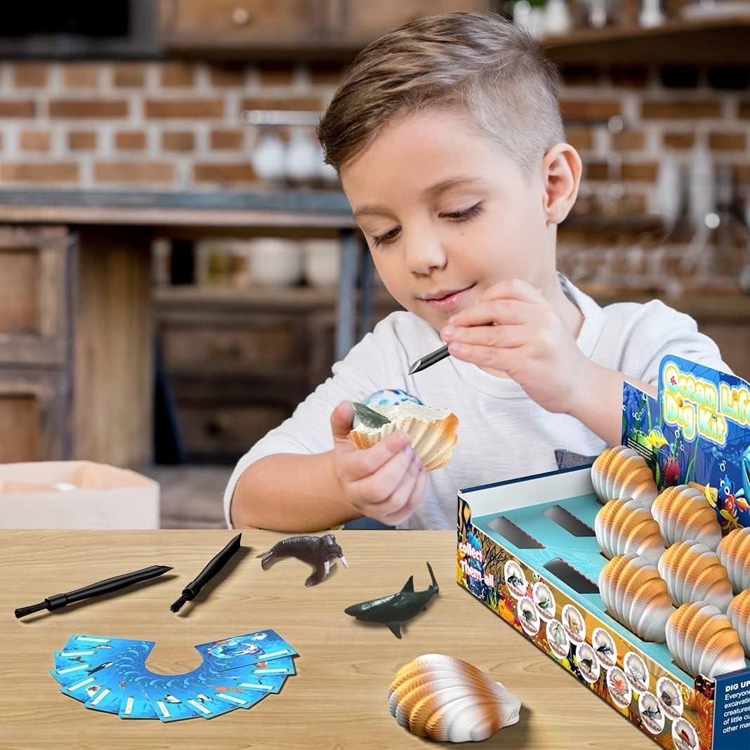 Educational Ocean Animals Dig Kit, Interactive Science Gift for Young Learners