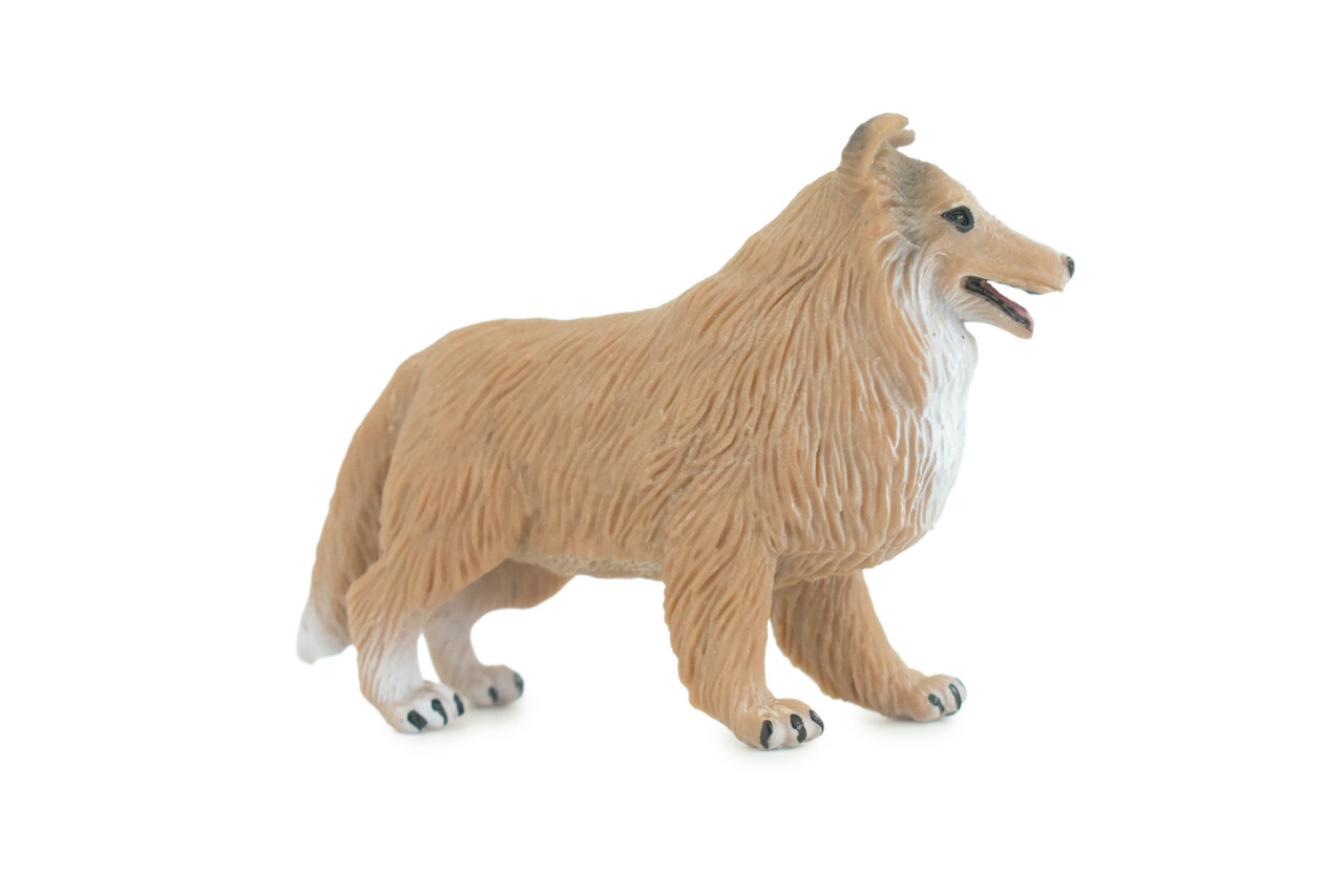Collie Dog Toy, Brown Realistic Hand Painted Rubber Model, 4 Inches CH790 BB186