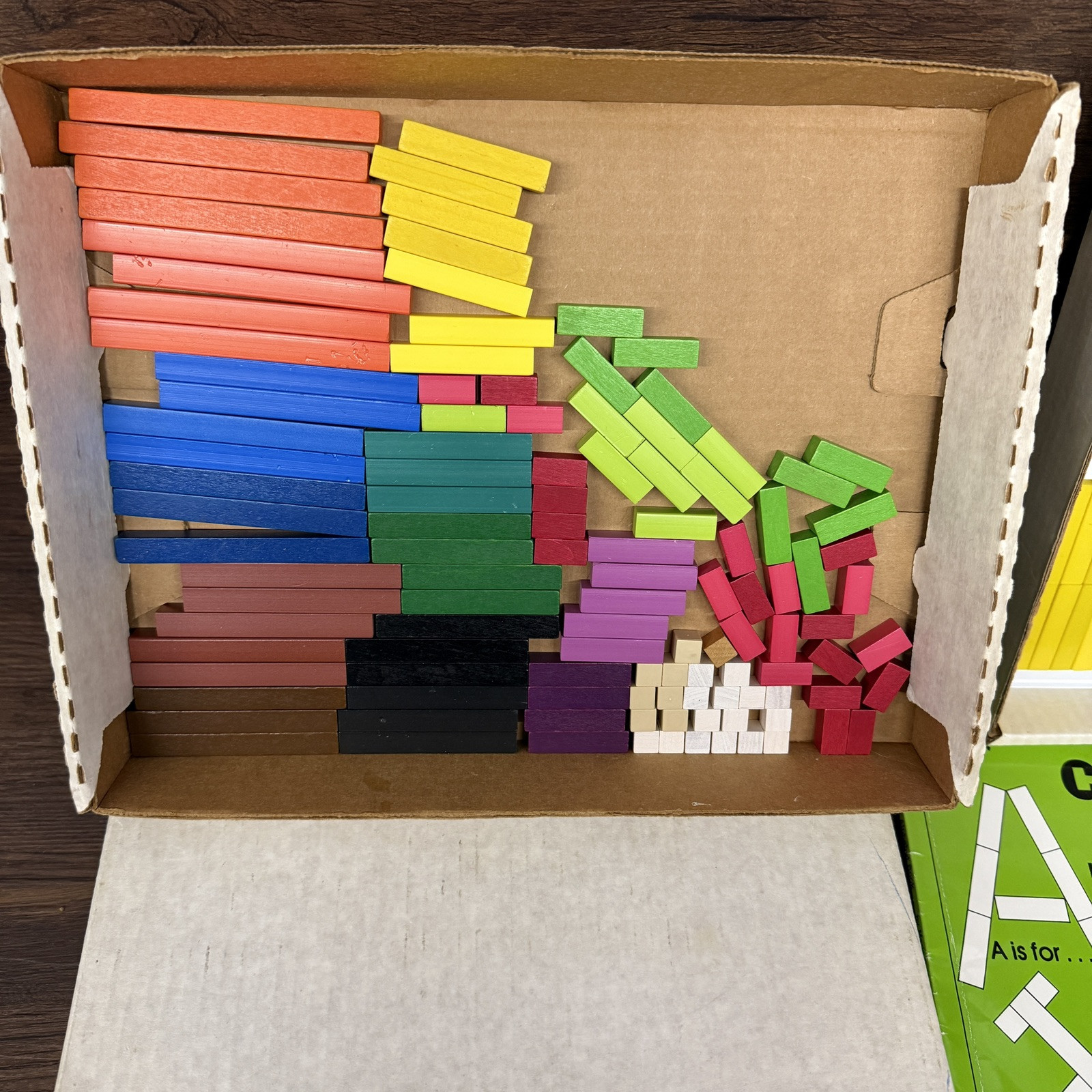 Multicolor Solid Wood Cuisenaire Rods Roddles Parts Bricks Lot