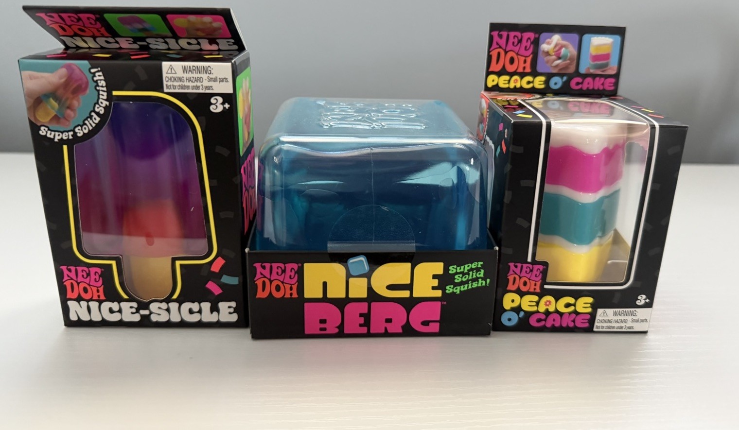 NeeDoh Set of 3. XL NiceBerg, Nice-Sicle and Peace O Cake. RARE