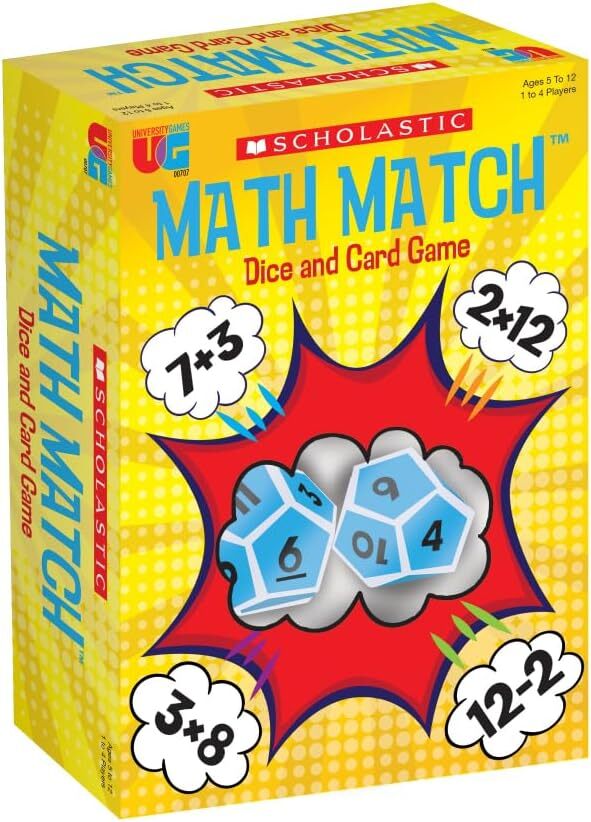 University Games, Scholastic Math Match Travel Dice Game, Mathematics Reinforcem