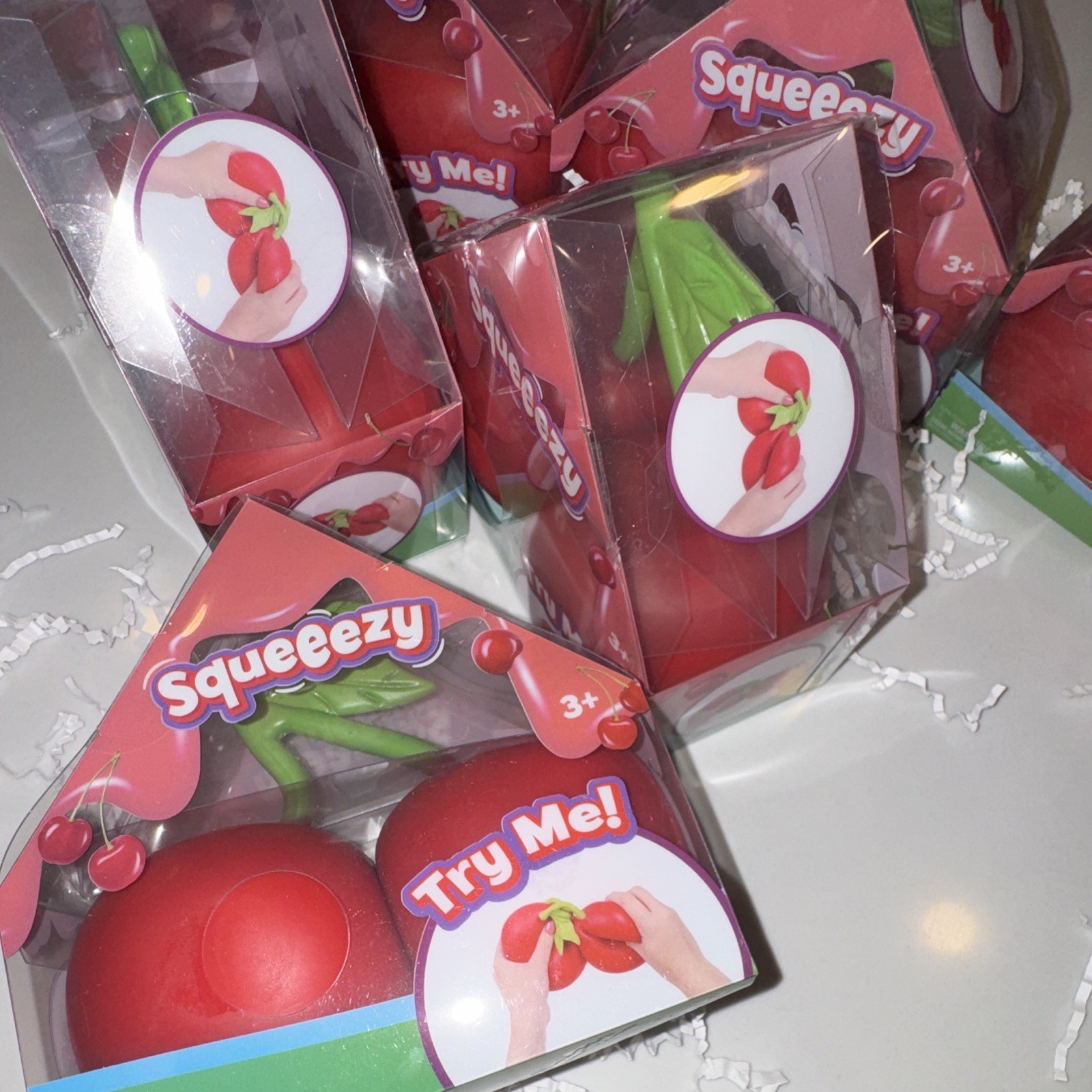 🍒 Sunny Days Squeezy Cherry Jumbo Size Squishy Toys Lot of 6 🍒
