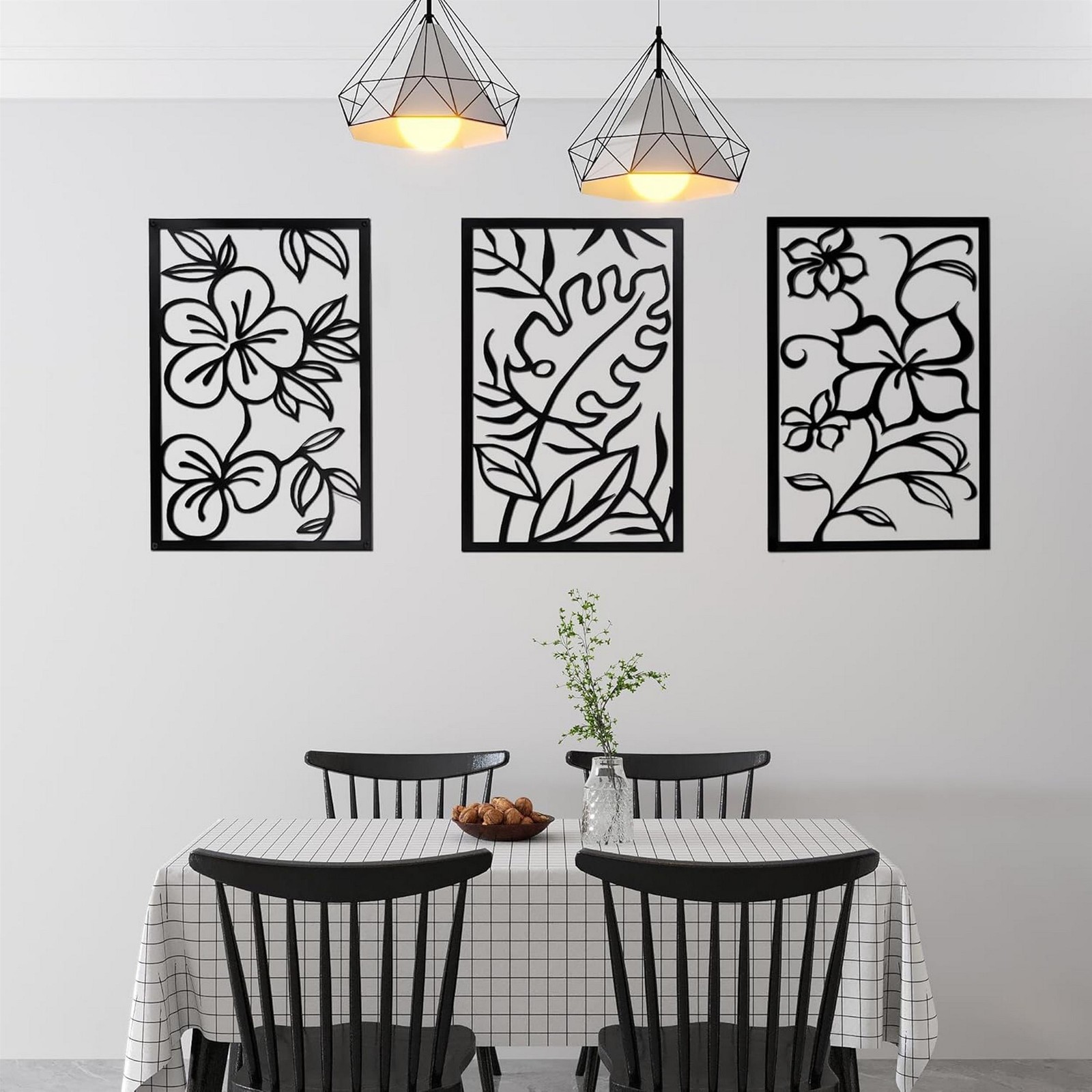 Cinq 3 Piece Set Wall Decor-Black Rectangular Metal Frame