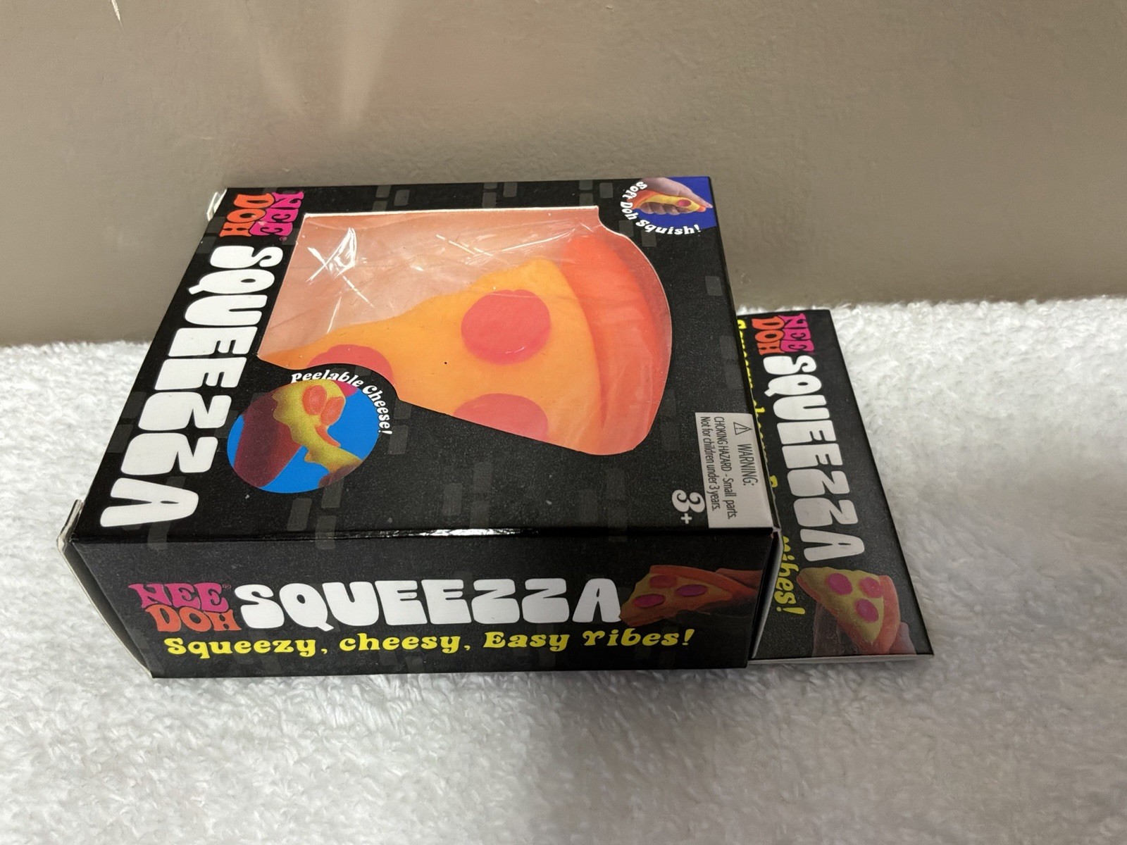 New Squeezza Pizza Nee Doh Squeeze Fidget Toy Orange Crust Faux Pink Pepperoni