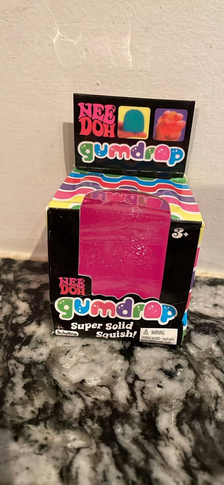 Schylling Nee Doh Gumdrop Super Solid Squish Squeeze Toy, Purple/Pink/Blue, 3+