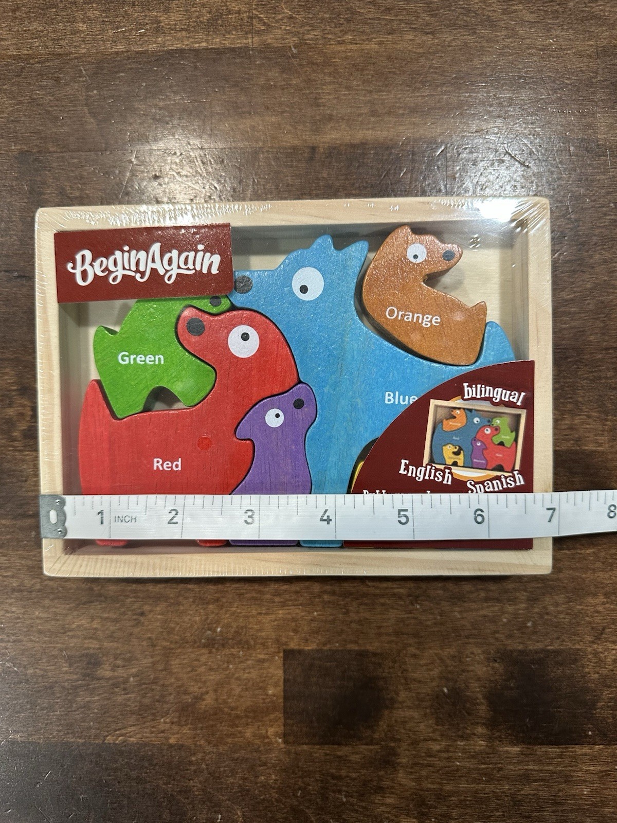 NEW Begin Again Wooden Bilingual Colors Dog Puzzle Educational Spanish English
