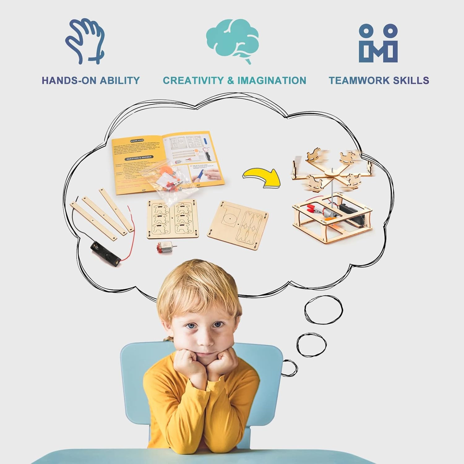 5 Individual STEM Science Kits for Kids, Wood Arts and Craft Kits, STEM Toys for