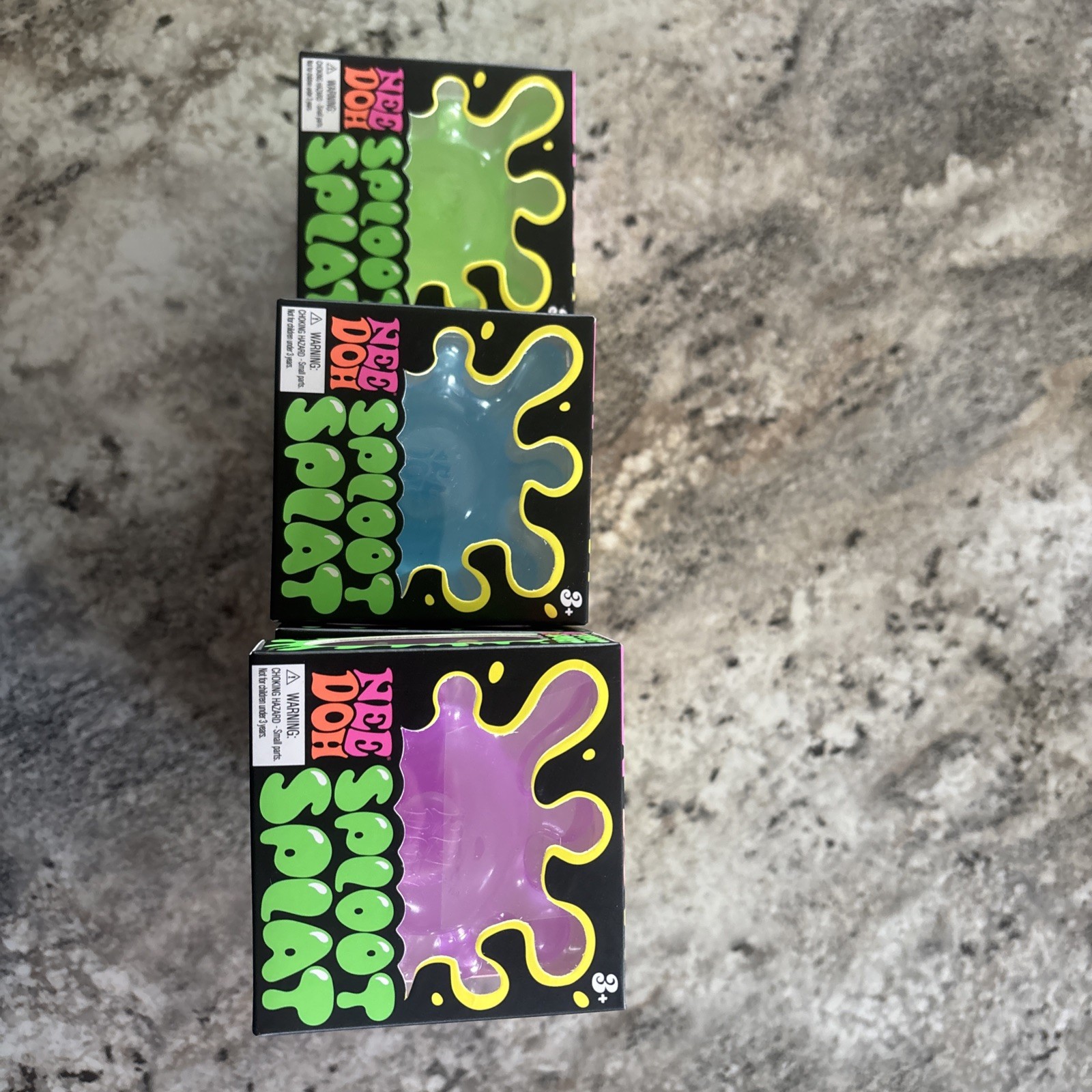 Needoh Lot Of 12 Sploot Splat Squish, Stretch, Splat Schylling Pink/Green/Blue