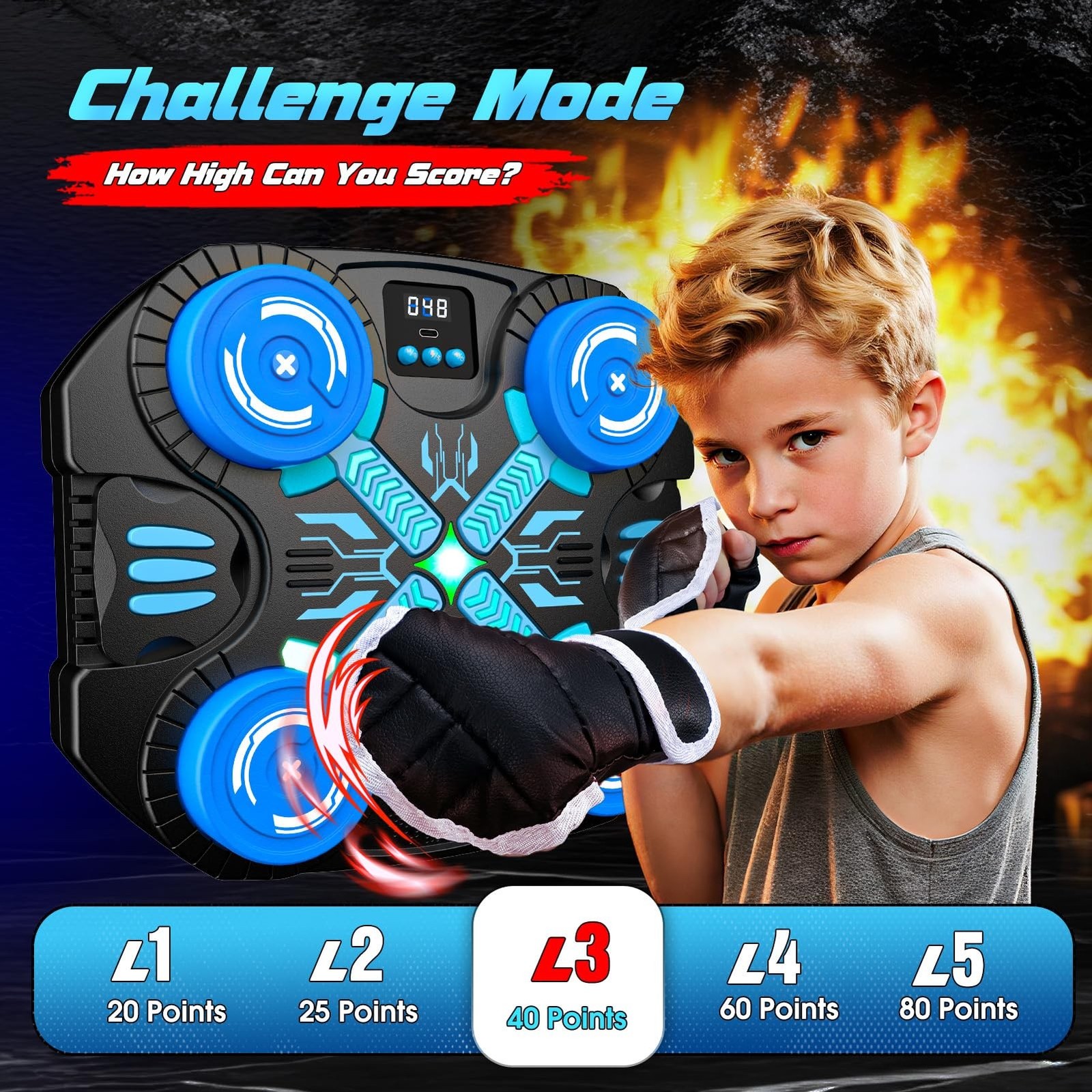 Boxing Machine with Music for Kids Sports Toy-3 Game Modes & 14 Levels, 4 5 6…