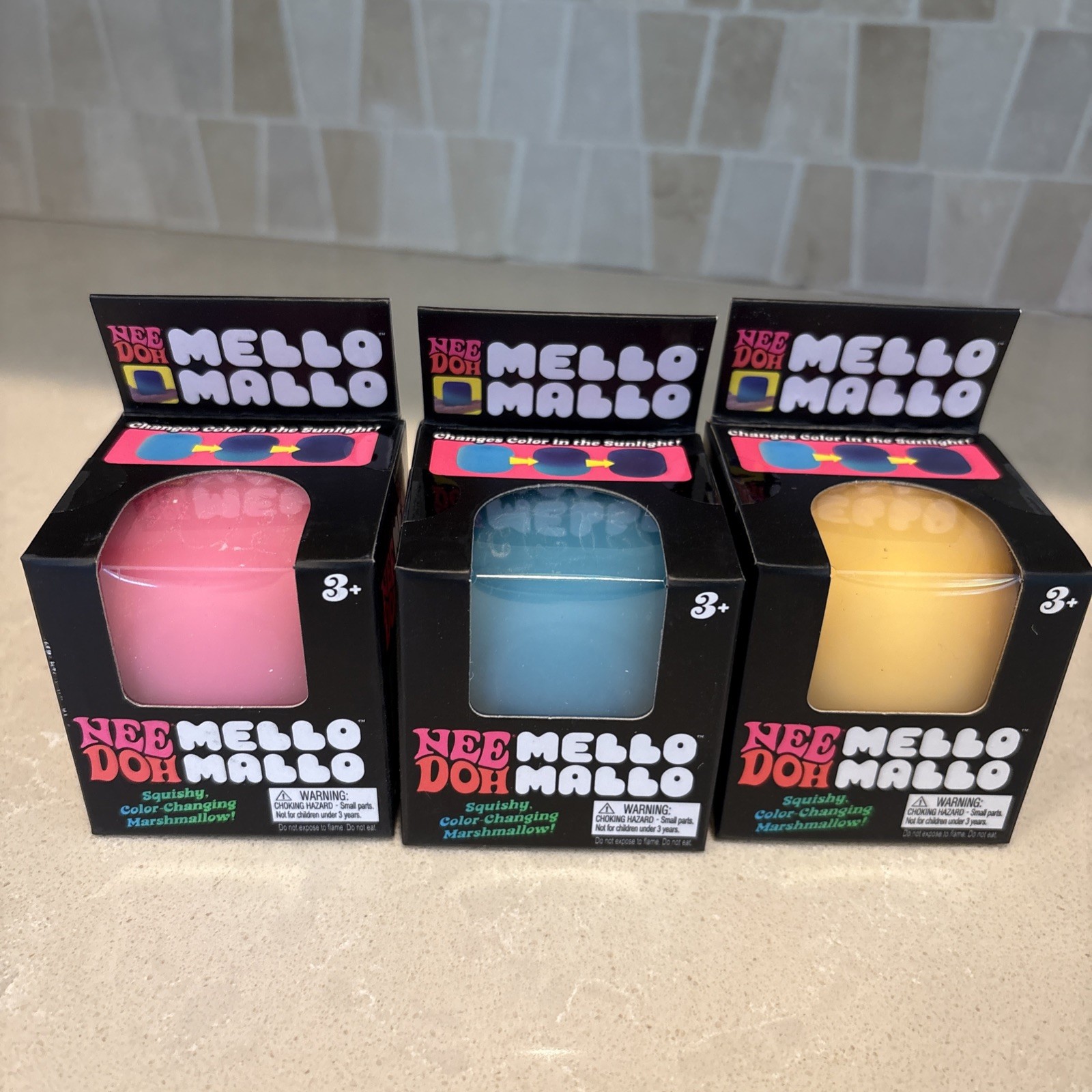Authentic NeeDoh Mello Mallo Color Changing Squishy Sensory Viral Toy Set of 3