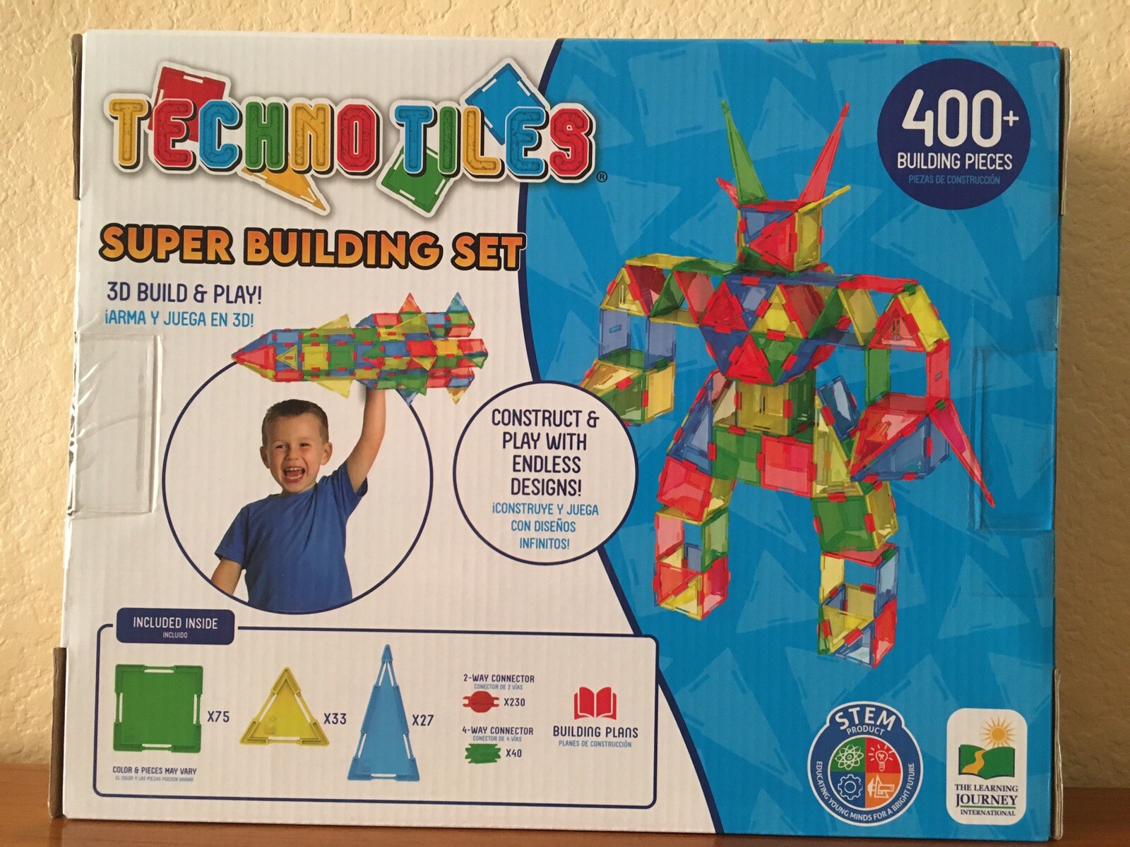 Techno Tiles Super Building Set 3D Build 400+ Building Pieces Ages 3-6 Years New