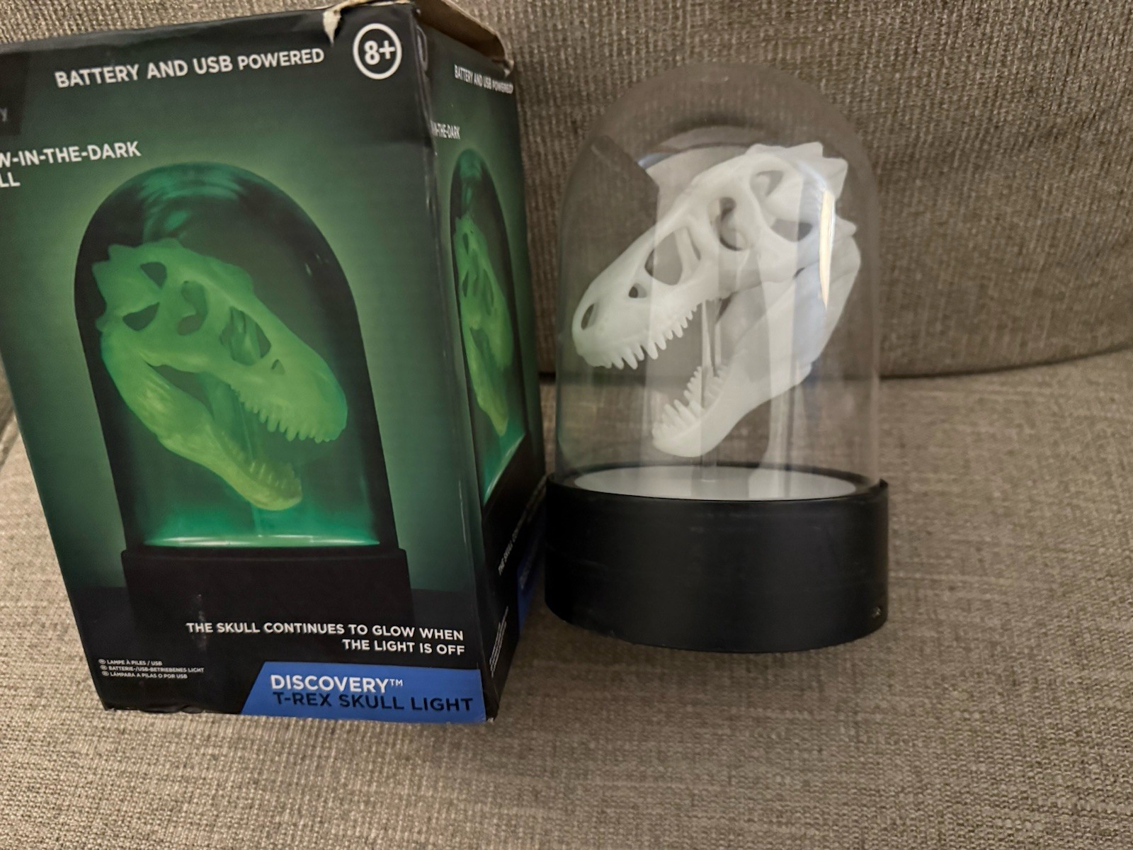 Discovery Channel Glow in the dark T-Rex skull Toys Night Light Dinosaur Dino