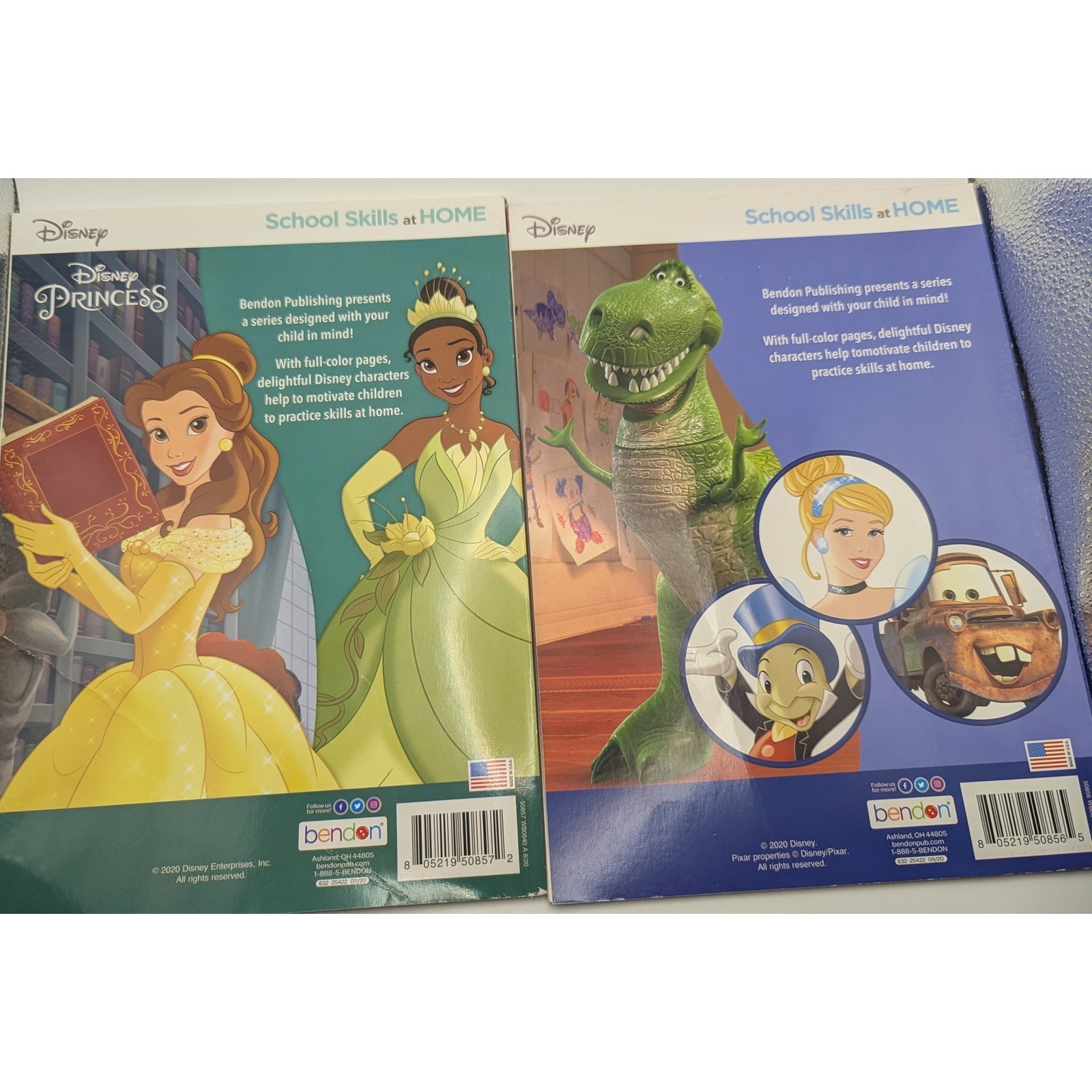 2 Disney School Skills at Home Workbook Set Reading Math Early Learning Alphabet