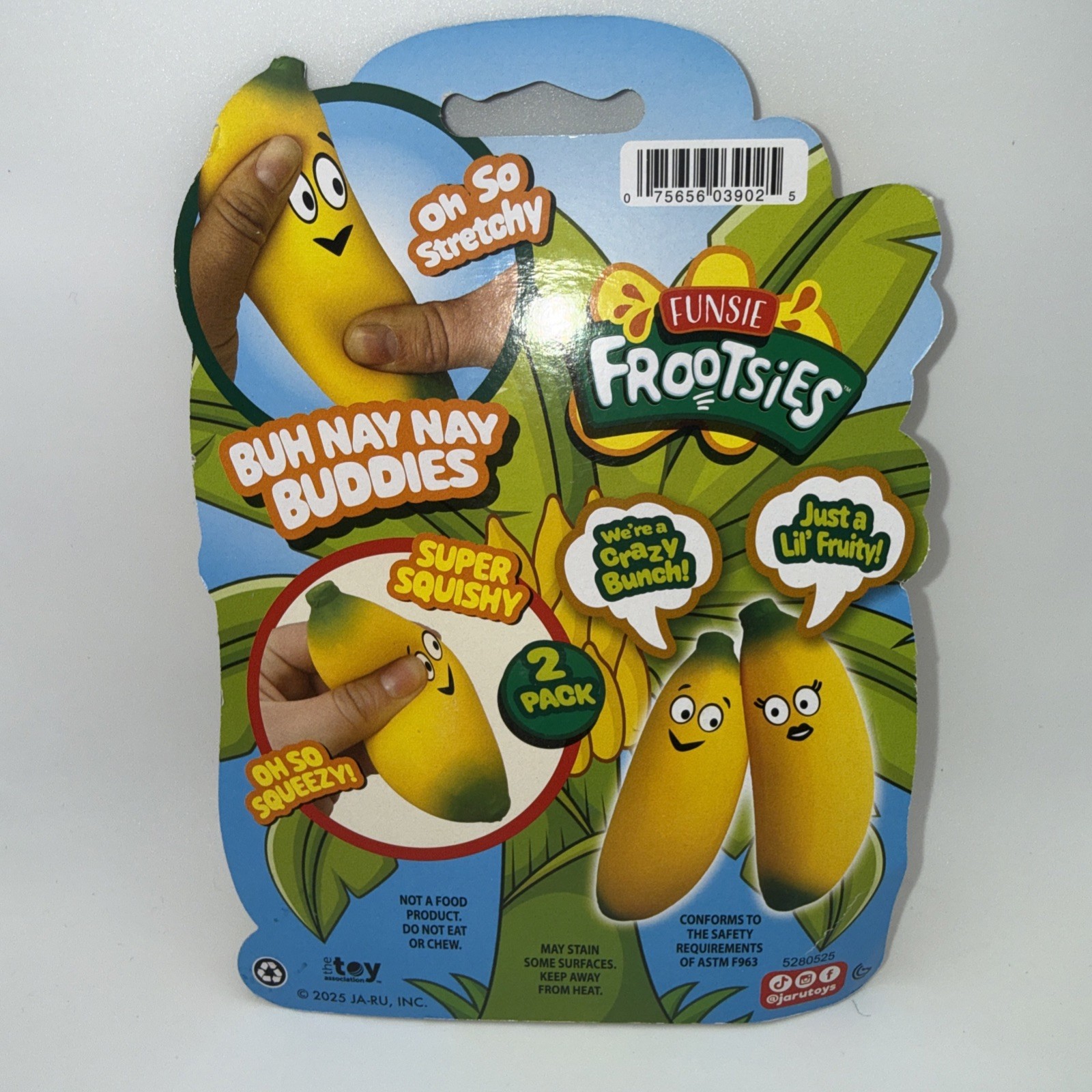 Ja-Ru Funsie Frootsies Stretchy Banana Squishy Sensory Fidget Toy Soft 2 Pack