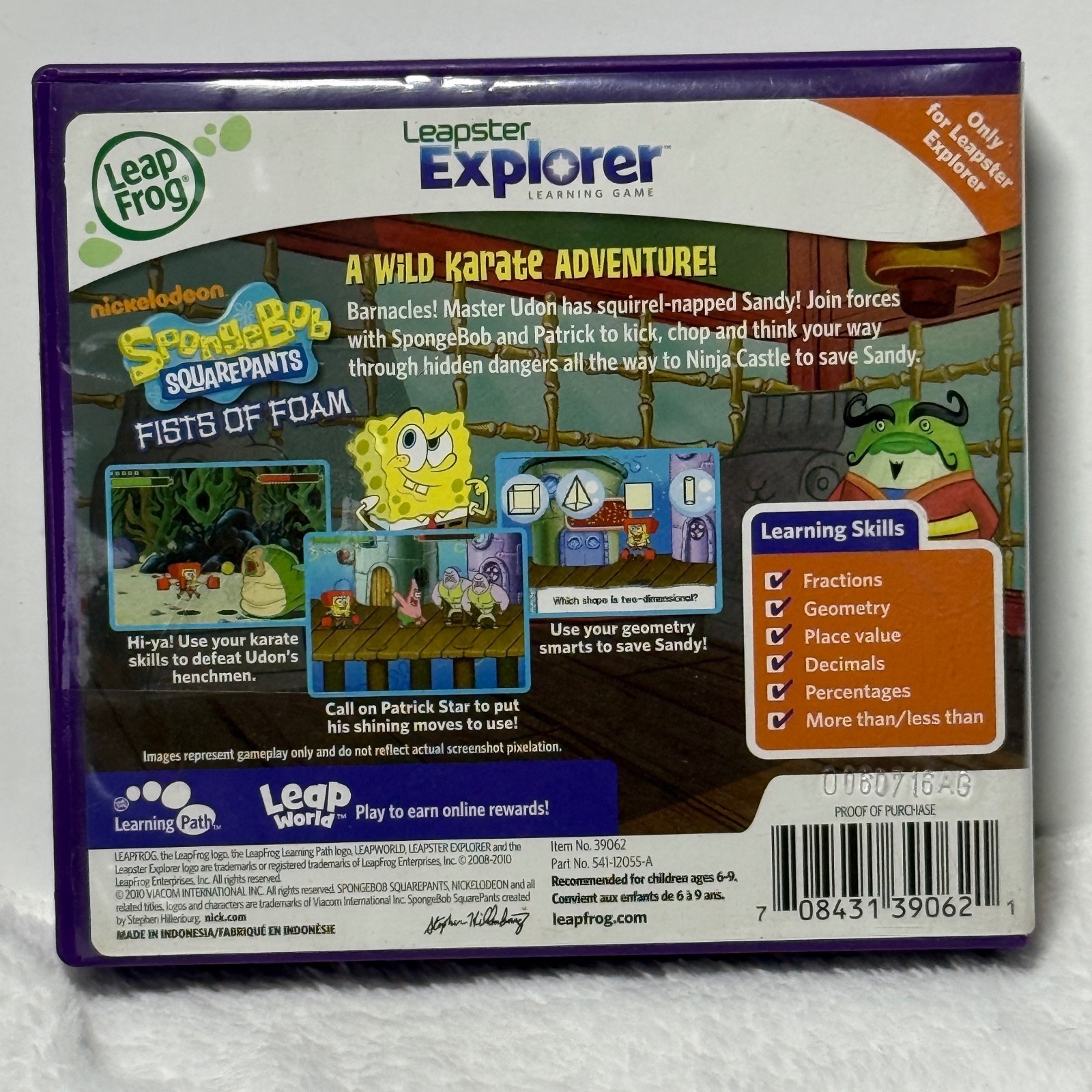 LeapFrog Leapster Explorer SpongeBob SquarePants Fists of Foam Complete